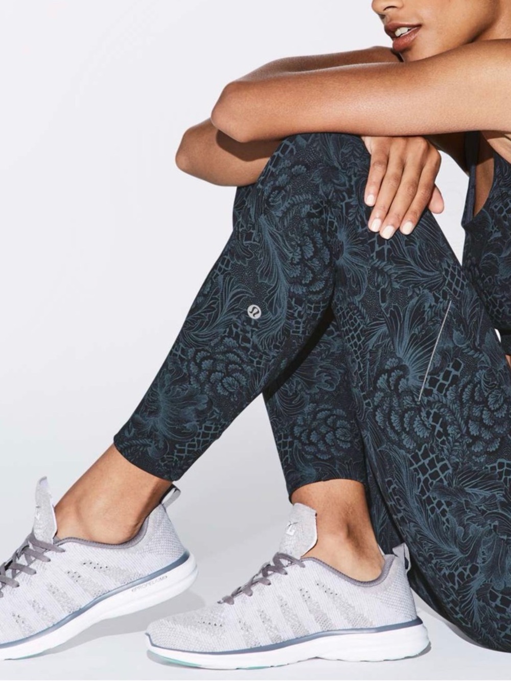 lululemon athletica Dark Teal Floral Print Leggings
